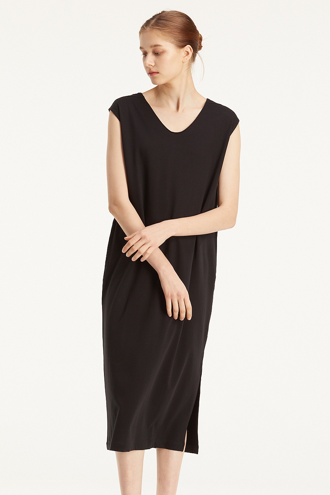 W_루즈핏 투웨이 슬리브리스 드레스